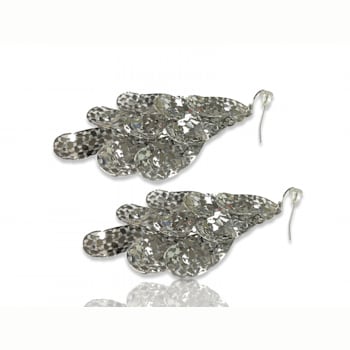 Silver Tone Filigree Drop Cluster Earring