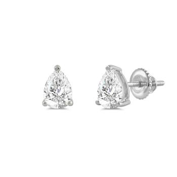 White Cubic Zirconia 14k White Gold Studs With Velvet Gift Box 2.00ctw