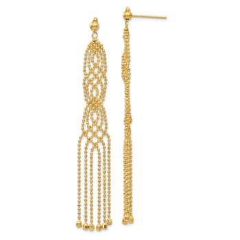 14k Yellow Gold Beaded Dangle Earrings