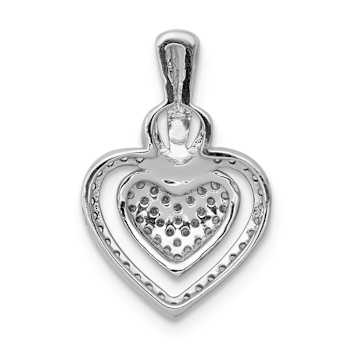 Rhodium Over 14k White Gold Diamond Fancy Double Heart Chain Slide Pendant