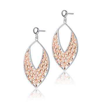 Two-Tone Teardrop Dangle Earrings In Sterling Silver And 18K Rose Gold
Over Sterling Silver