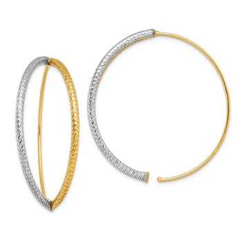 14k Yellow Gold and Rhodium Over 14k Yellow Gold Large Diamond-cut
Dangle Threader Earrings