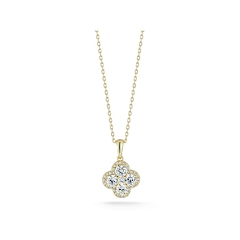 Sterling Statements 14K Yellow Gold Over Sterling Silver CZ Clover Necklace