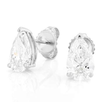 Lab-Grown Diamond Pear Shape Martini Stud Earrings In 14K White Gold 3.00ctw