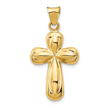 14k Yellow Gold 3D Polished Reversible Cross Pendant