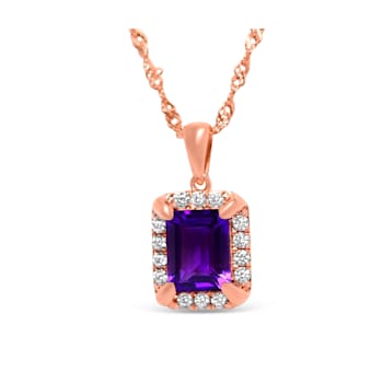 Octagonal Amethyst and Cubic Zirconia 18K Rose Gold Over Sterling Silver
Pendant with chain, 2.13ctw