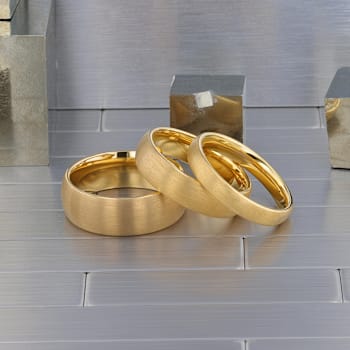 MILLER Gold Plated Tungsten Domed Ring with Brushed Finish 4mm