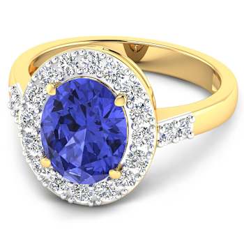 2.81ctw Violet Tanzanite and Diamond 14K Yellow Gold Halo Ring