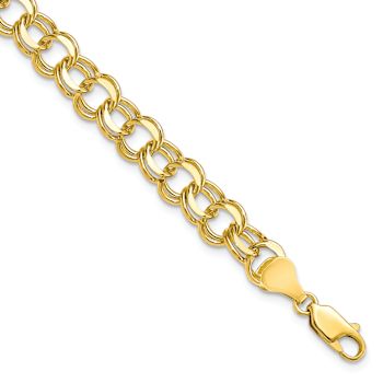 10k Yellow Gold 7mm Double Link Charm Bracelet