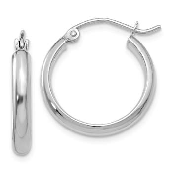 Rhodium Over 14k White Gold 13/16" Hoop Earrings