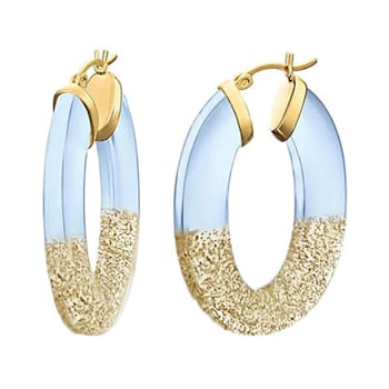 14K Yellow Gold Over Sterling Silver Flat Oval Hoops in Gold Color
Glitter and Blue