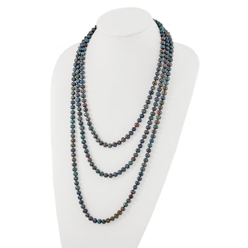 7-8mm Black Freshwater Cultured Pearl 76-inch Slip-on Necklace