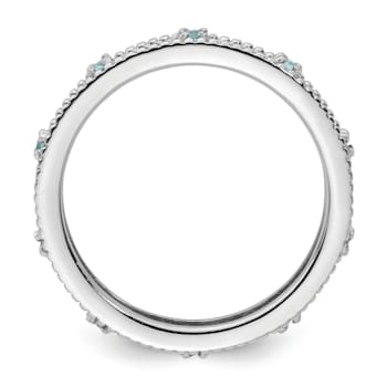 Sterling Silver Stackable Expressions Aquamarine Ring 0.13ctw