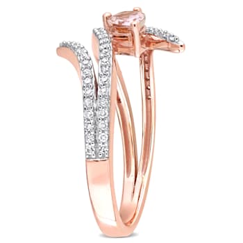 0.37ctw Morganite And 0.25ctw Diamond Accent 10k Rose Gold Ring