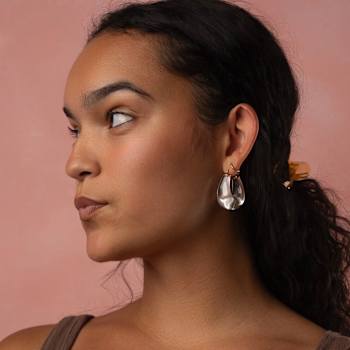 14K Yellow Gold Over Sterling Silver Clear Chunky Bucket Acrylic Hoops