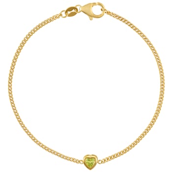 14K Yellow Gold Over Sterling Silver Peridot Curb Chain Bracelet .2ctw