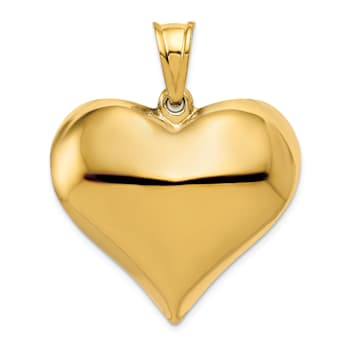 14k Yellow Gold 3D Polished Puffed Heart Pendant