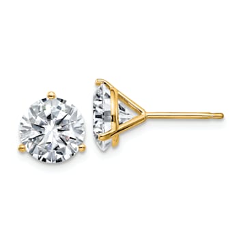 14K Yellow Gold 4ct. 8.0mm Round J-K Color Moissanite Earrings