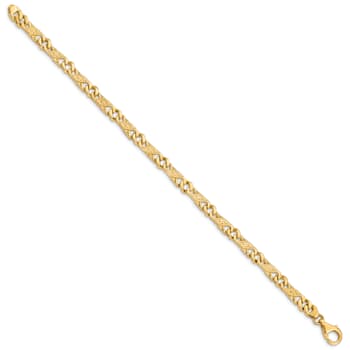 14k Yellow Gold 5.5mm Hand-polished Fancy Link Bracelet