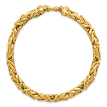 14K Yellow Gold 13.3mm Byzantine 8 Inch Bracelet