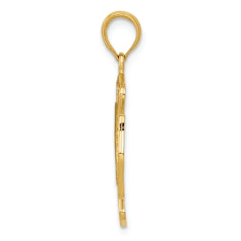 14k Yellow Gold Textured Fire Department FD Saint Florian Badge Pendant