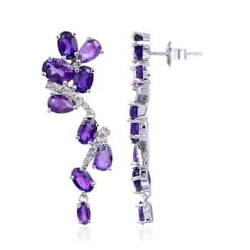 Amethyst Rhodium Over Sterling Silver Dangle Earrings