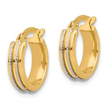 14k Yellow Gold and 14k White Gold Polished and Diamond-Cut 9/16"
Hoop Earrings