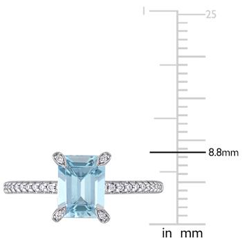 Aquamarine and Diamond 14K White Gold Engagement Ring 2ctw