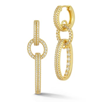 Rachel Zoe Pave CZ Elongated Open Link Drop Earrings in 14K Gold Over
Sterling Silver
