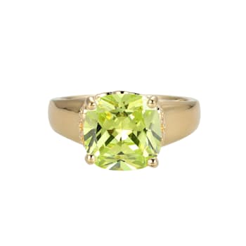 Green And White Cubic Zirconia 18k Yellow Gold Over Silver August
Birthstone Ring 6.98ctw