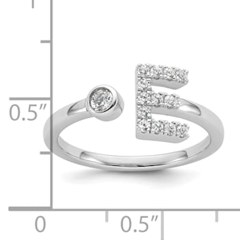 Rhodium Over 14K White Gold Lab Grown Diamond VS/SI GH, Initial E
Adjustable Ring