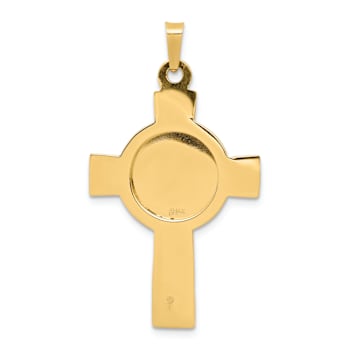 14k Yellow Gold Cross with Saint Michael Medal Pendant