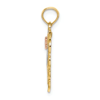 14k Yellow Gold and 14k Rose Gold with Rhodium Over 14k Yellow Gold
Textured Mom Heart Flower Charm