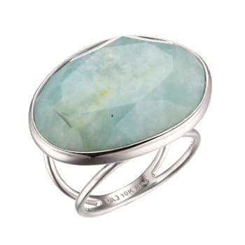 Dreamy Aquamarine Rhodium Over 10k White Gold Ring