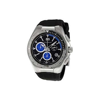 Technomarine Men's Black and Blue Chronograph Black Silicone Strap Watch