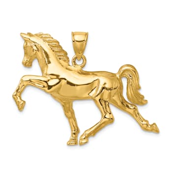 14k Yellow Gold 3D Polished Horse pendant