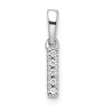 14K White Gold Diamond Letter I Initial with Bail Pendant
