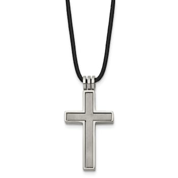 Men's Cross Pendant With Chain In Titanium