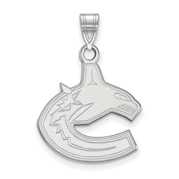 Rhodium Over Sterling Silver NHL LogoArt Vancouver Canucks Large Pendant