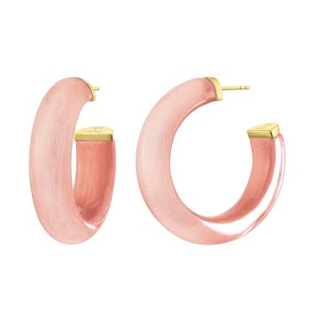 14K Yellow Gold Over Sterling Silver Small Illusion Acrylic Hoop
Earrings in Rose Gold Color