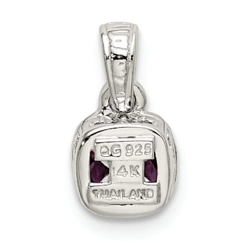 Rhodium Over Sterling Silver with 14k Accent Amethyst Pendant
