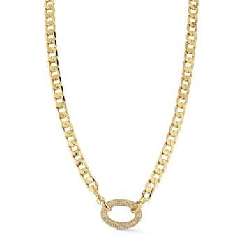 Rachel Zoe Pave CZ Link Curb Chain Necklace in 14K Gold Over Brass