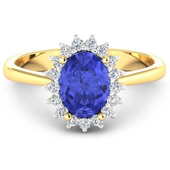 1.63ctw Violet Tanzanite and Diamond 14K Yellow Gold Halo Ring