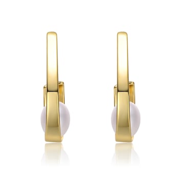 Pear Shape Freshwater Pearl Half-Hoop Drop Earrings In 14K Gold Over
Sterling Silver