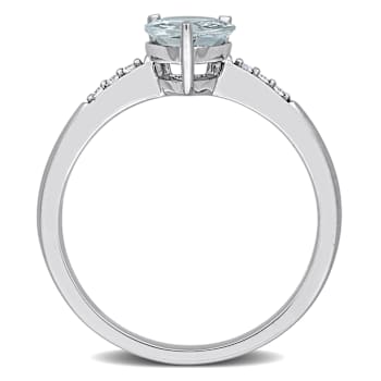 Aquamarine and Diamond 14K White Gold Ring 0.94ctw
