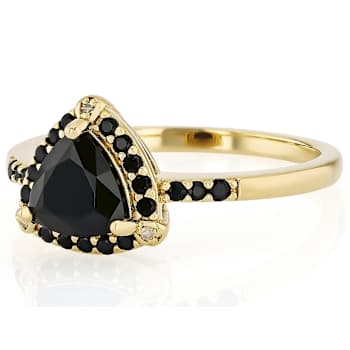 Black Spinel And White Diamond Band Ring In 18K Gold Over Sterling
Silver 1.74ctw