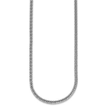 Rhodium Over Sterling Silver Polished 4.0mm Franco 24 Inch Chain