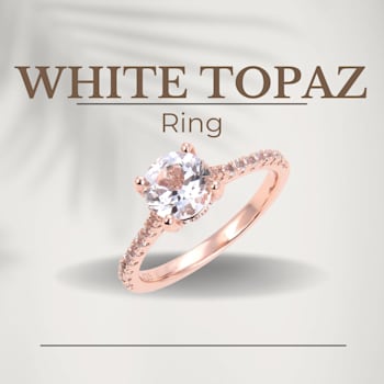 Round White Topaz 14K Rose Gold Over Sterling Silver Ring, 3.28ctw