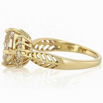 Diamond Simulant And Lab-Grown Diamond Ring In 18K Gold Over Sterling
Silver 3.55ctw