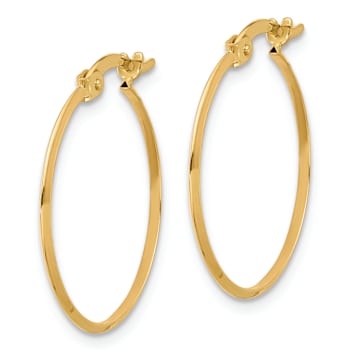 14k Yellow Gold Polished 15/16" Knife Edge Hoop Earrings